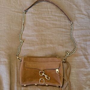 Rebecca minkoff Leather Crossbody suede Shoulder Bag in Saddle Brown